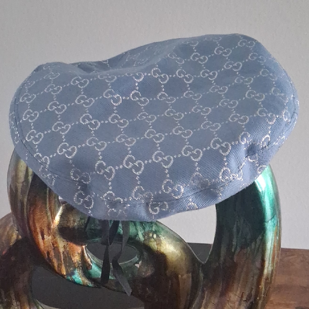 Gucci Blue and Silver Logo Beret